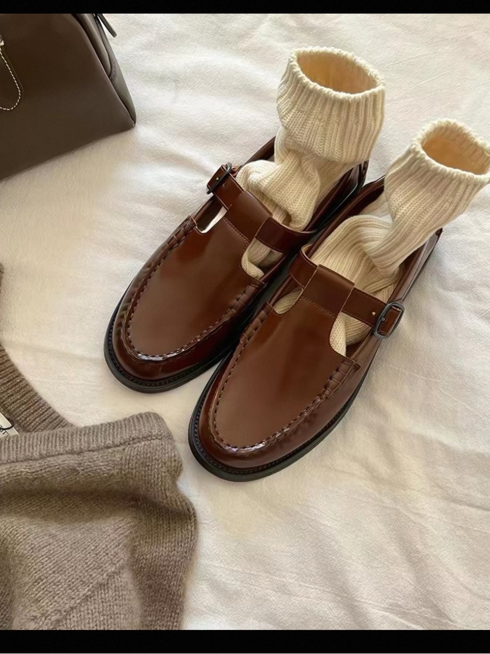 Classic Brown Leather Buckle Loafers - women